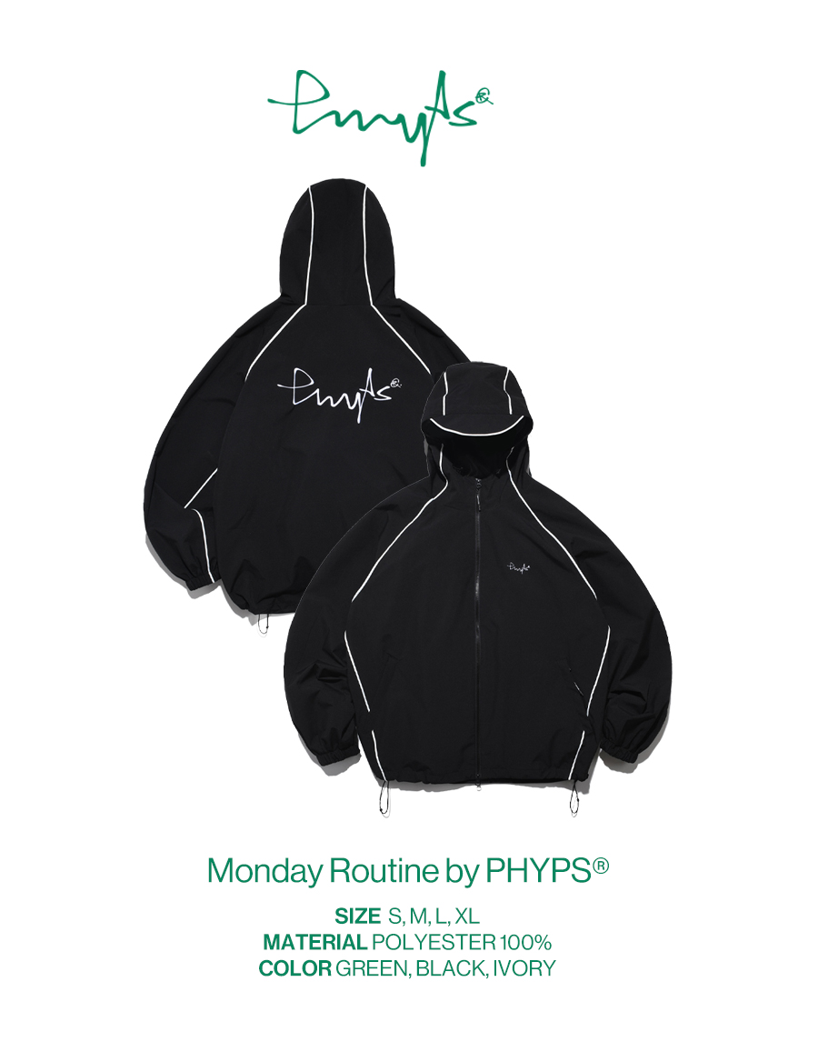 Piping Sign Logo Hooded Jacket_Black - PHYPS HOME