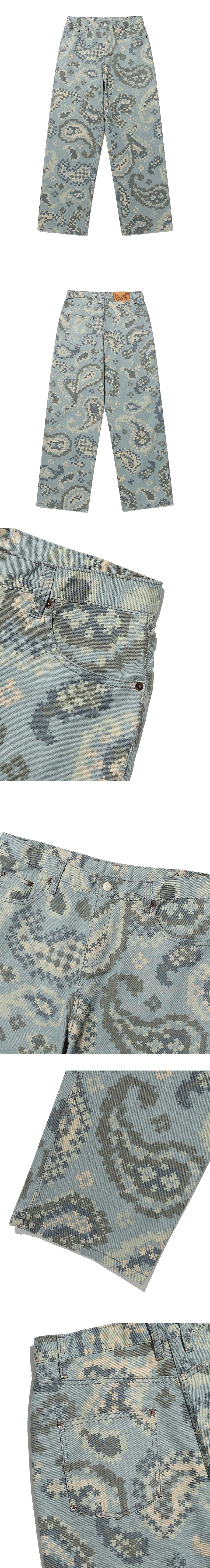【PHYPS】PAISELY PUZZLE PATTERN WIDE FIT PANTS/海外限定/韓国 Paisley Puzzle Pattern Wide Fit Pants Green - PHYPS HOME