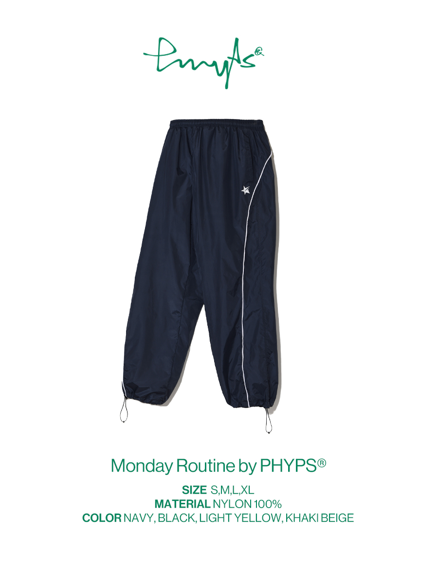 MUSINSA | PHYPS LINE PIPING TRACK PANTS NAVY