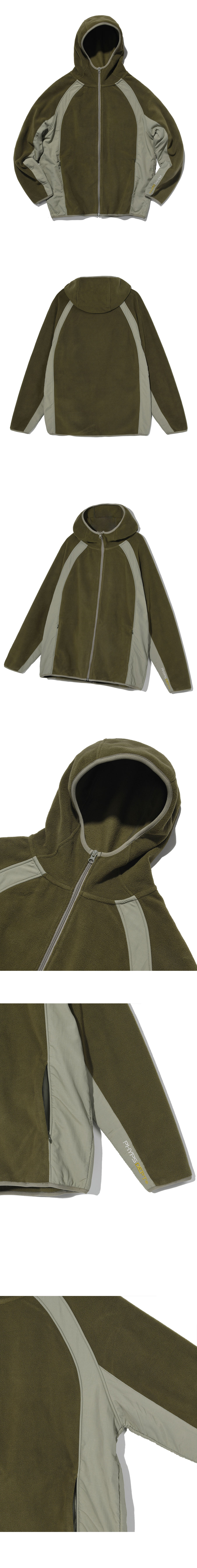 MUSINSA | PHYPS NYLON MIXED FLEECE HOODIE ZIP UP KHAKI