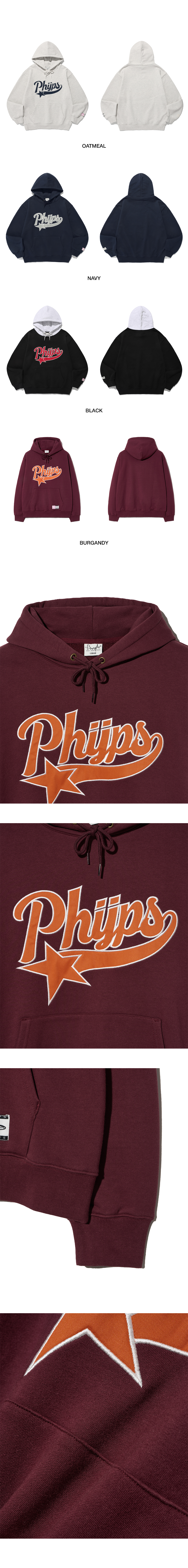 ◆Phyps Department◆ Applique Startail Hood_Burgundy MUSINSA | PHYPS Applique Startail Hood_Burgundy