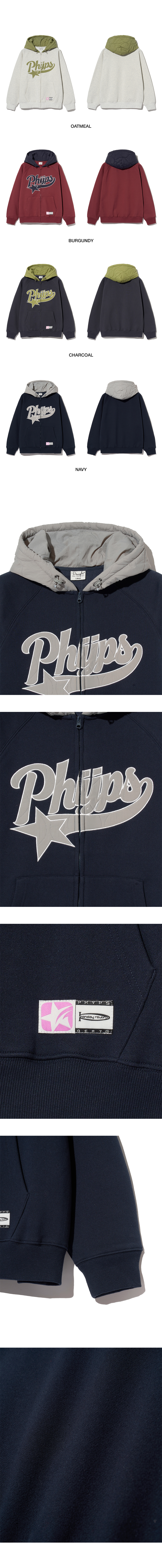 MUSINSA公式 | PHYPS Startail Quilted Hooded Zip-Up_Charcoal