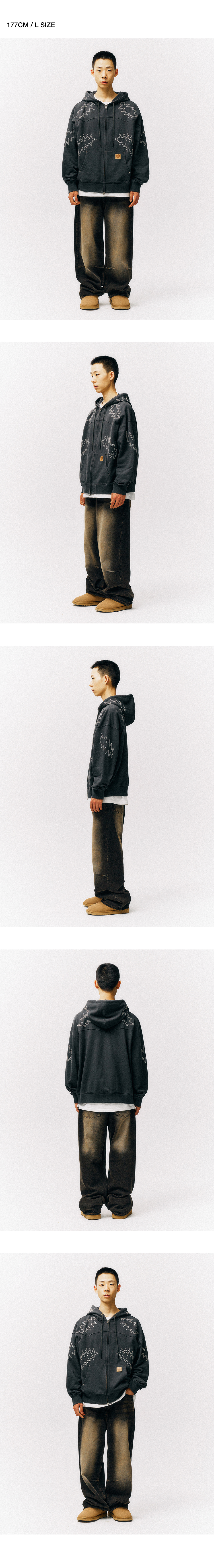 PHYPS パーカー ジップアップ MUSINSA MUSINSA | PHYPS STAR TAIL HOODIE ZIP UP_GRAY