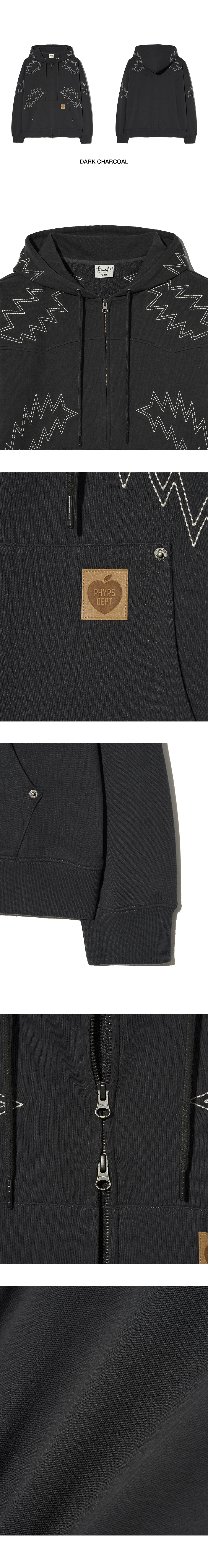 PHYPS パーカー ジップアップ MUSINSA MUSINSA | PHYPS STAR TAIL HOODIE ZIP UP_GRAY