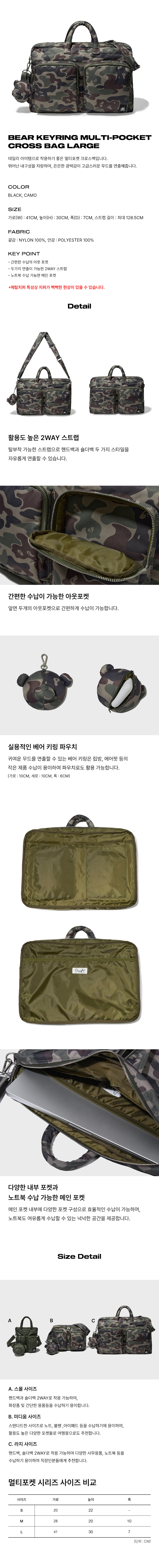MUSINSA | PHYPS Bear Keyring Nylon Multi Pocket Crossbody