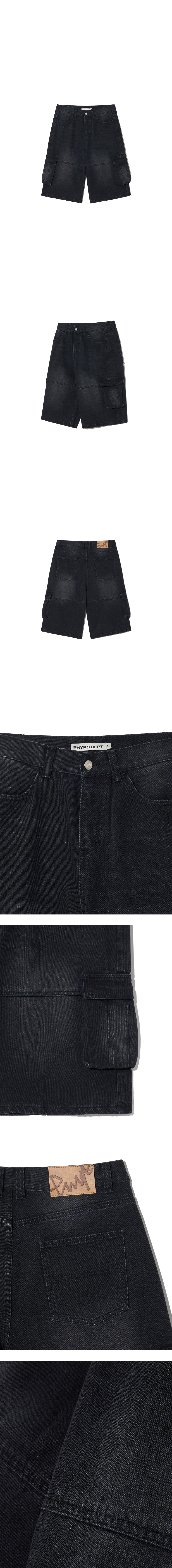 ★ Phyps Department★ Bermuda Cargo Denim Pants Black PFM1D Bermuda Cargo Denim Pants_Black - PHYPS HOME