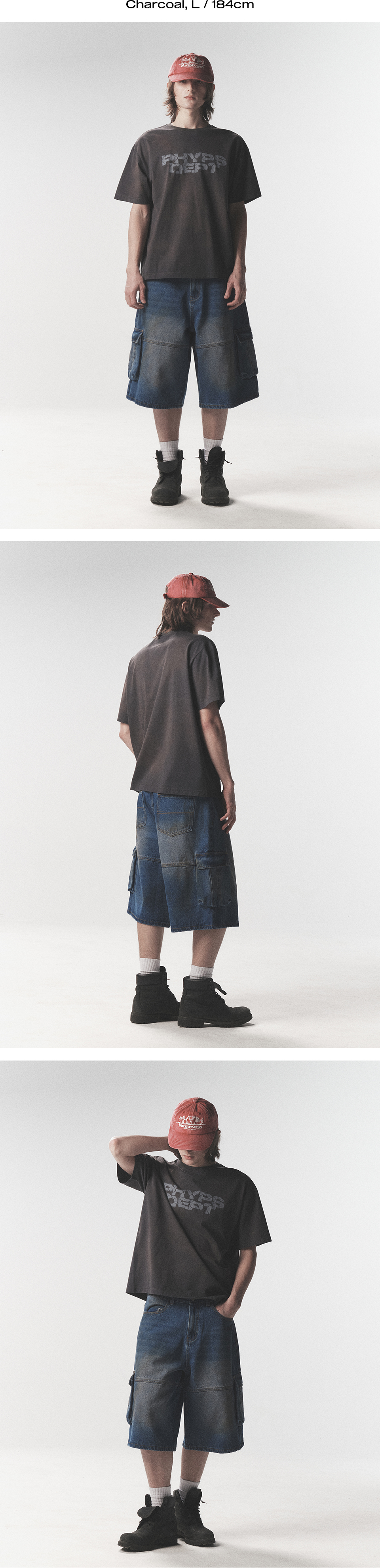 ★ Phyps Department★ Typo Spray Short Sleeve T-Shirt Charc Typo Spray Short Sleeve T-shirt_Charcoal - PHYPS HOME