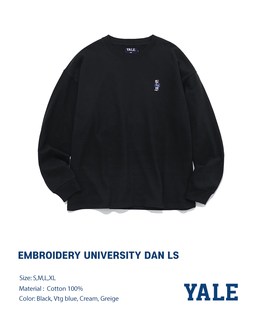 ☆YALE☆ EMBROIDERY UNIVERSITY DAN TEE BLACK YD01SS1015BK / MUSINSA | YALE EMBROIDERY UNIVERSITY DAN LS BLACK