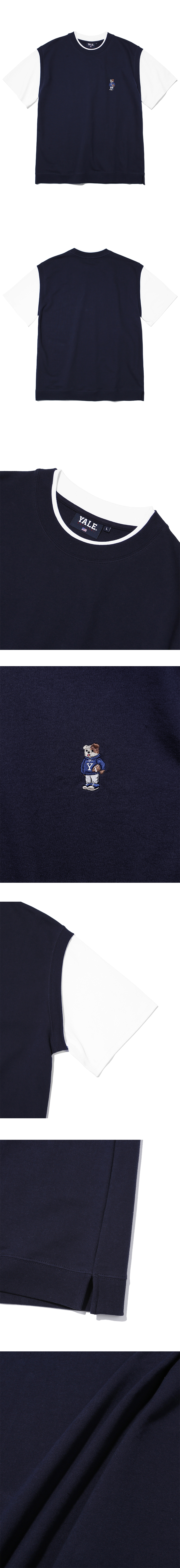 MUSINSA | YALE EMBROIDERY UNIVERSITY DAN LAYERED TEE NAVY
