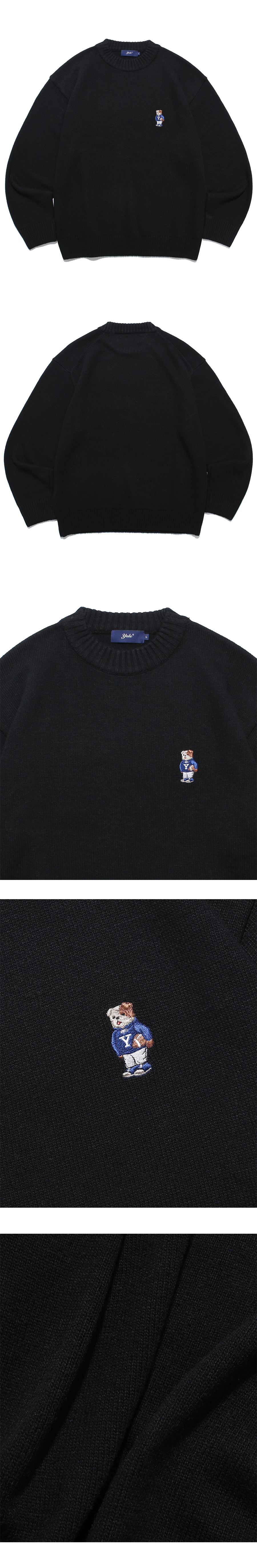 MUSINSA公式 | YALE EMBROIDERY UNIVERSITY DAN CREWNECK KNIT BLACK