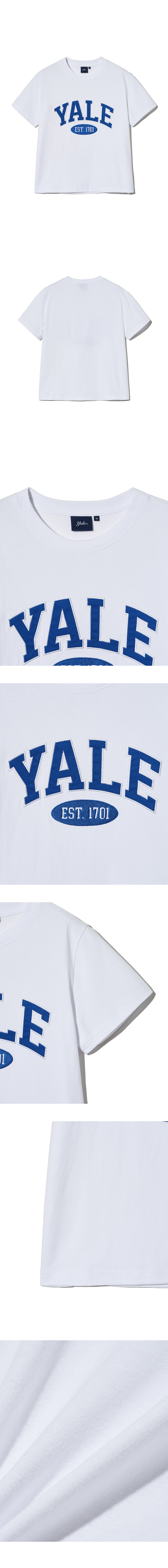 ☆YALE☆ WOMENS 2 TONE ARCH CROP TSHIRT WHITE YEM1SS205AWH MUSINSA | YALE Women's Two-Tone Arch Crop Short Sleeve T