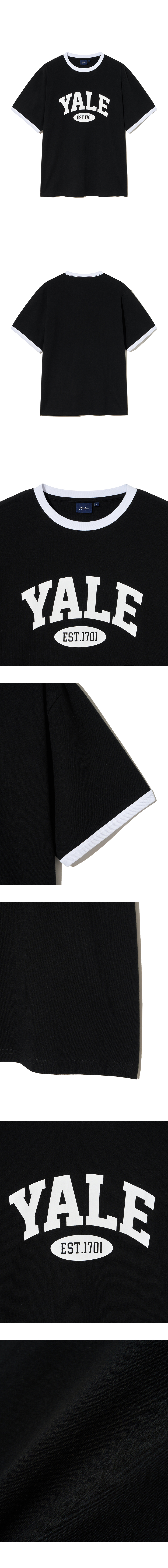 MUSINSA | YALE Two-tone arch lip point short sleeve t-shirt