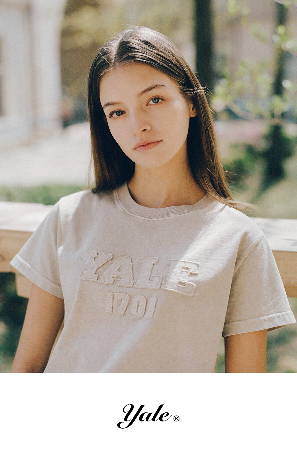 ☆YALE☆ Women's Pigment Applique T-Shirt Ivory YFM1SS208AIV MUSINSA | YALE Women's Pigment Applique T-Shirt_Ivory